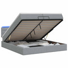 Ottoman Bed met Matrassen en LED Lichtgrijs 200 x 200 cm Stof