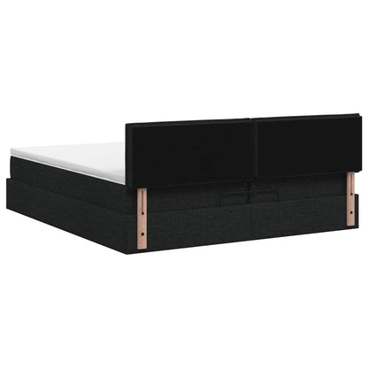 Ottoman Bed met Matrassen en LED Zwart 200 x 200 cm Stof