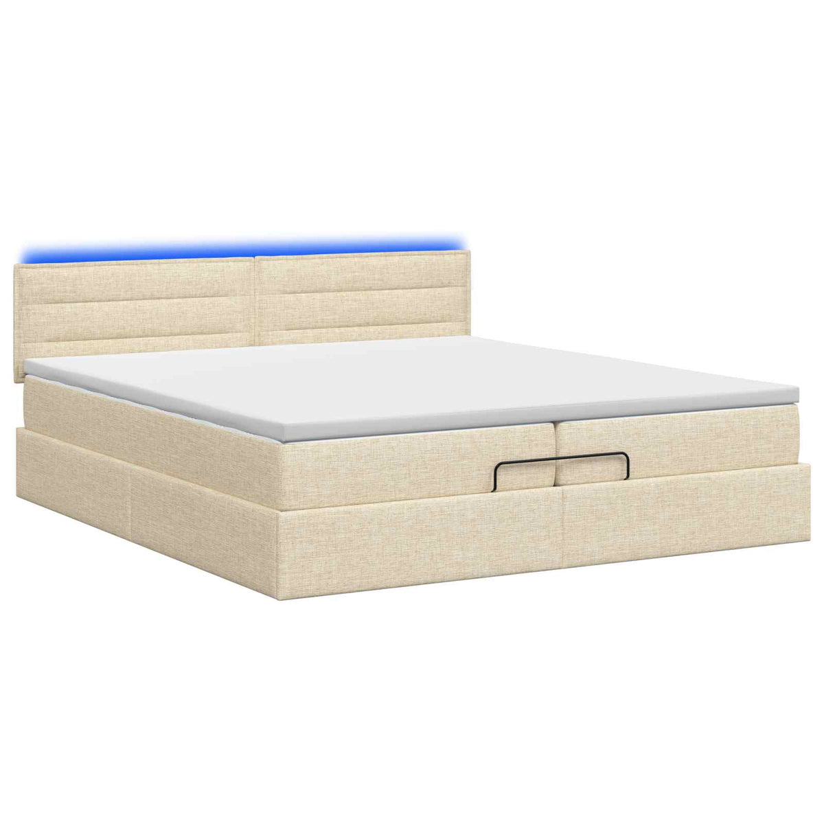 Ottoman Bed met Matrassen en LED Crèmekleurig 200 x 200 cm Stof