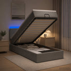 Ottoman bed 100x200 cm lichtgrijs stof