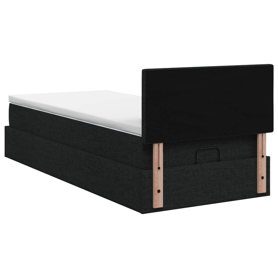 Ottoman Bed met Matrassen en LED Zwart 90 x 190 cm Stof