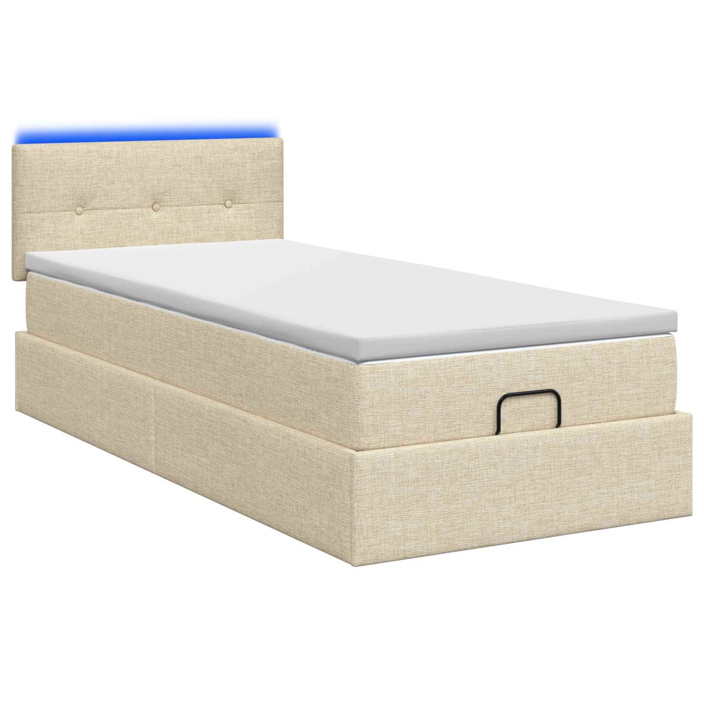 Ottoman Bed met Matrassen en LED Crèmekleurig 90 x 190 cm Stof