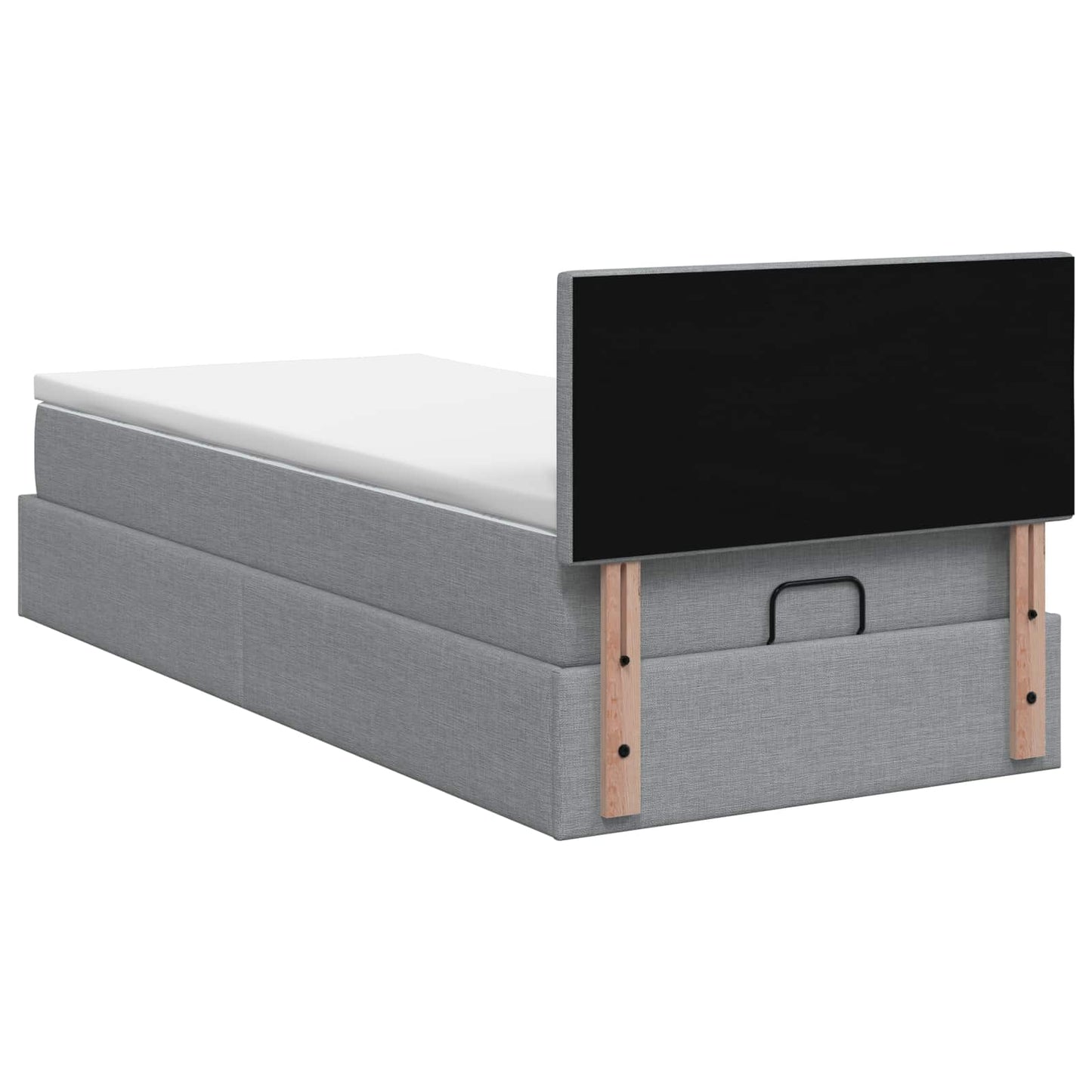 Ottoman Bed met Matrassen en LED Lichtgrijs 100 x 200 cm Stof