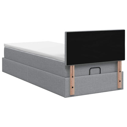 Ottoman Bed met Matrassen en LED Lichtgrijs 100 x 200 cm Stof