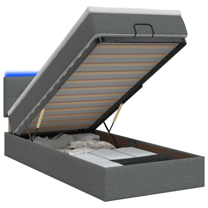 Ottoman Bed met Matrassen en LED Donkergrijs 100 x 200 cm Stof