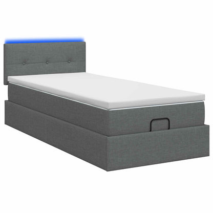 Ottoman Bed met Matrassen en LED Donkergrijs 100 x 200 cm Stof