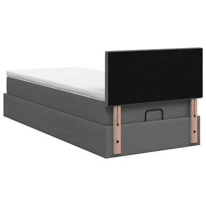 Ottoman Bed met Matrassen en LED Donkergrijs 100 x 200 cm Stof