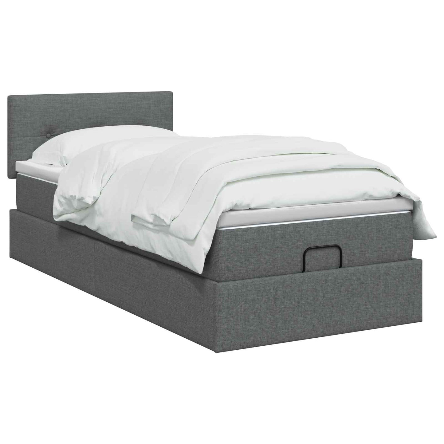 Ottoman Bed met Matrassen en LED Donkergrijs 100 x 200 cm Stof