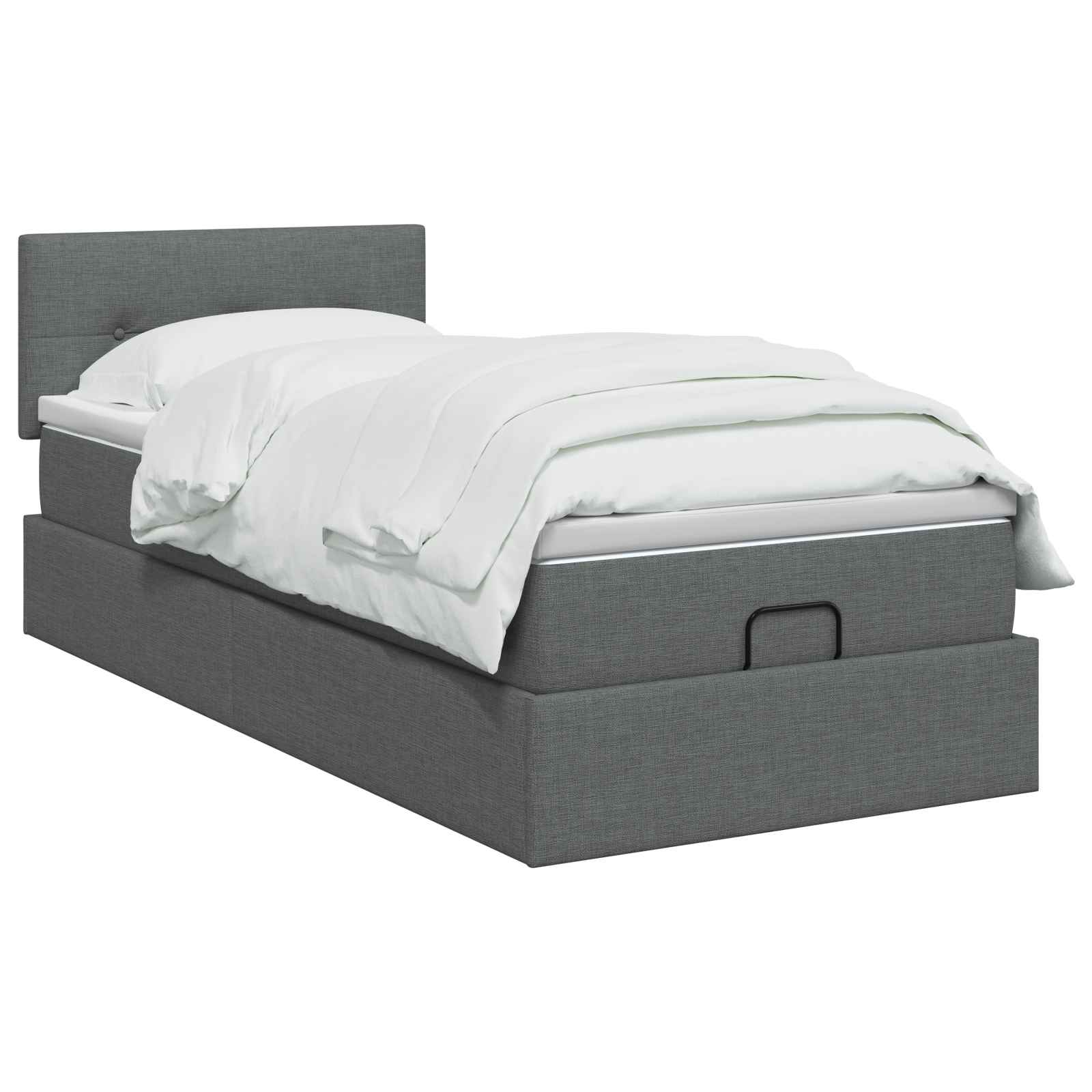 Ottoman Bed met Matrassen en LED Donkergrijs 100 x 200 cm Stof