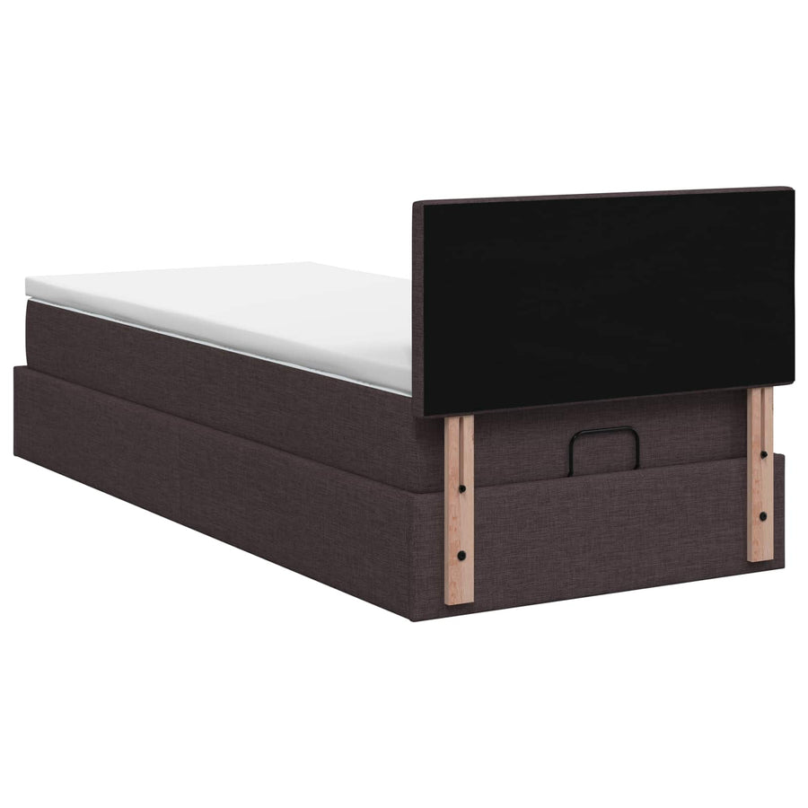 Ottoman Bed met Matrassen en LED Donkerbruin 100 x 200 cm Stof