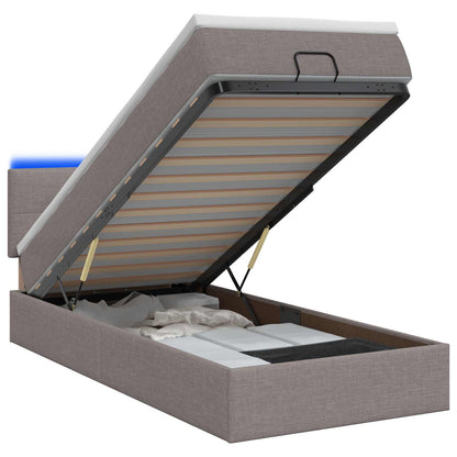 Ottoman Bed met Matrassen en LED Taupe 100 x 200 cm Stof