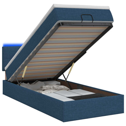 Ottoman Bed met Matrassen en LED Blauw 100 x 200 cm Stof