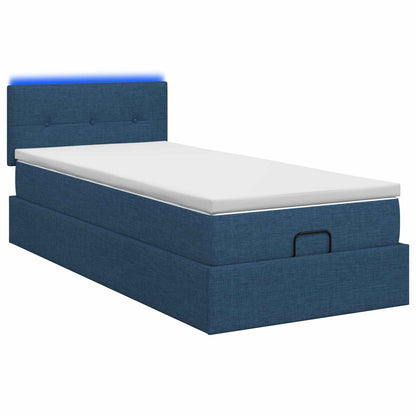Ottoman Bed met Matrassen en LED Blauw 100 x 200 cm Stof