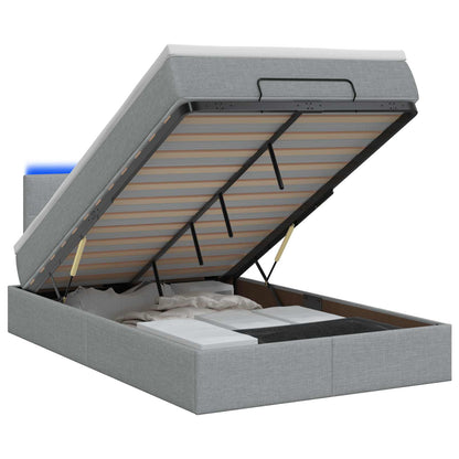 Ottoman Bed met Matrassen en LED Lichtgrijs 120 x 190 cm Stof