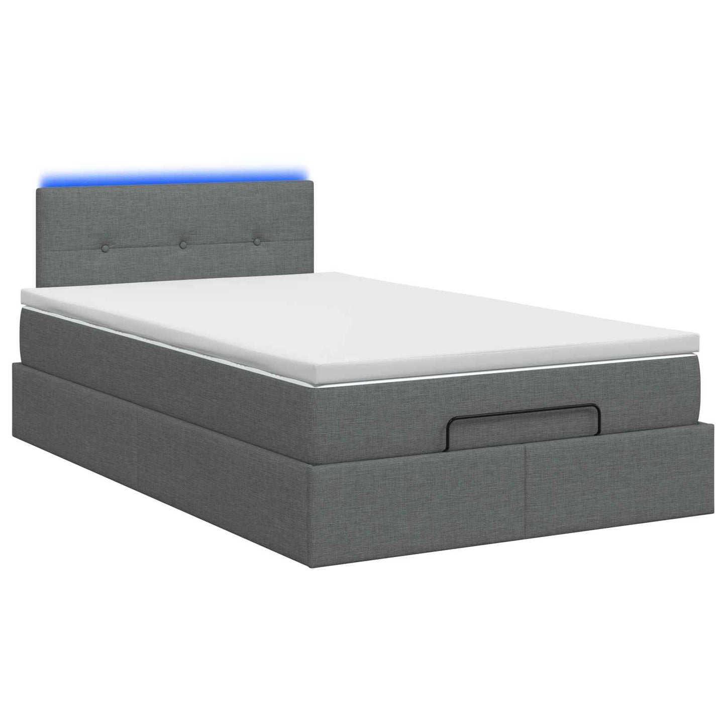 Ottoman Bed met Matrassen en LED Donkergrijs 120 x 190 cm Stof