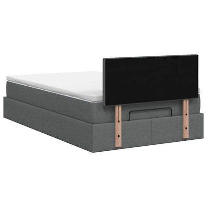 Ottoman Bed met Matrassen en LED Donkergrijs 120 x 190 cm Stof
