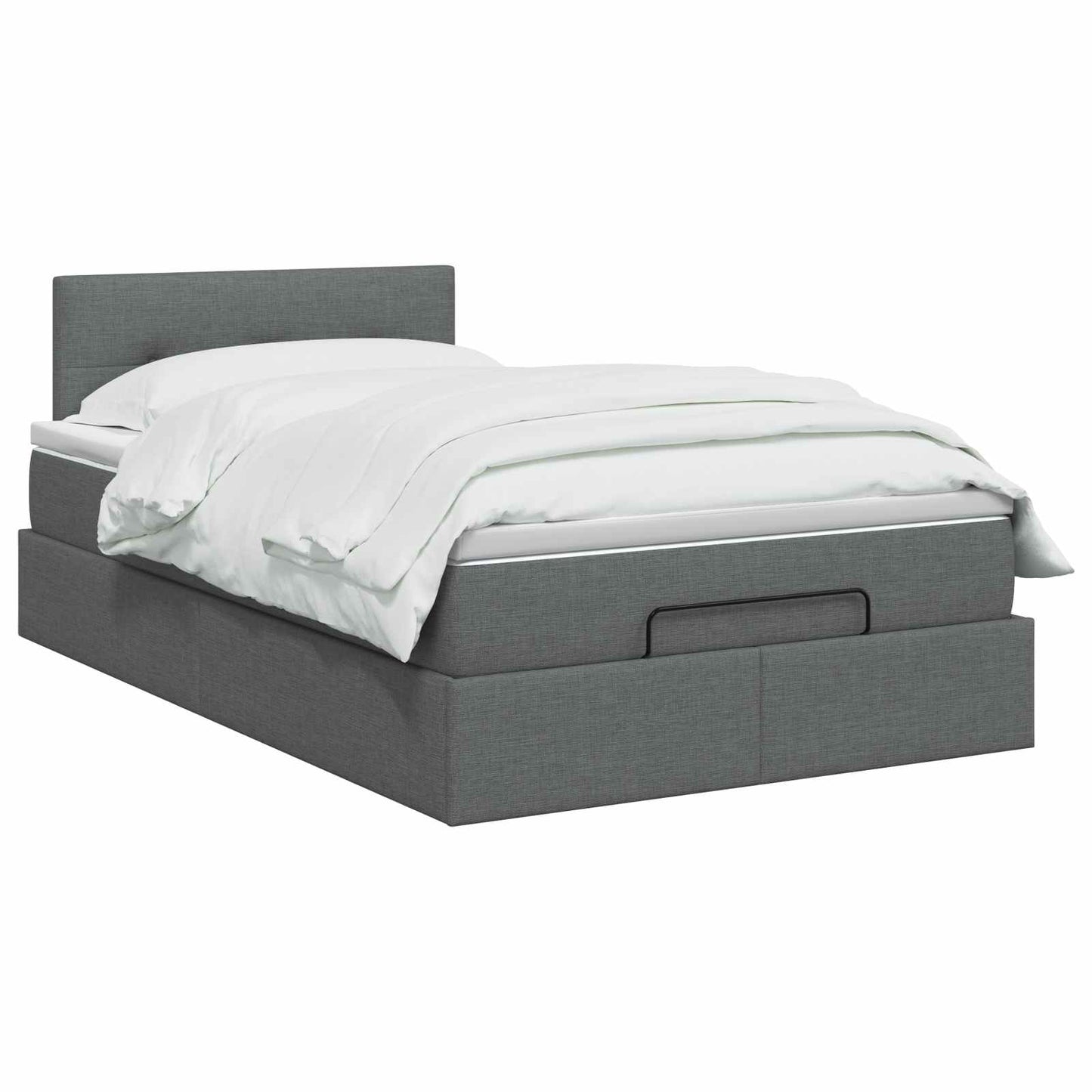 Ottoman Bed met Matrassen en LED Donkergrijs 120 x 190 cm Stof