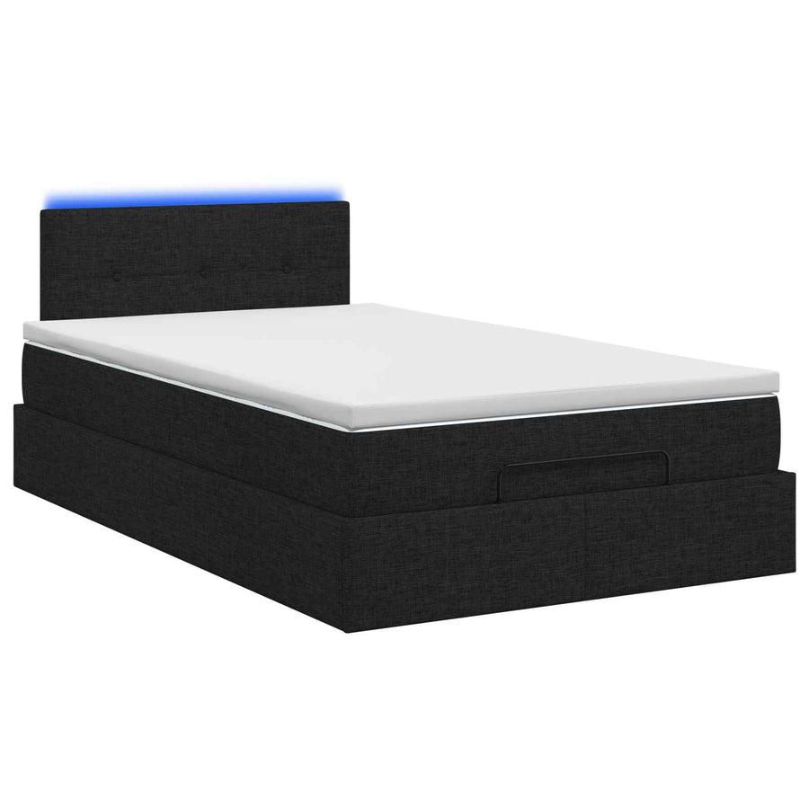 Ottoman Bed met Matrassen en LED Zwart 120 x 190 cm Stof