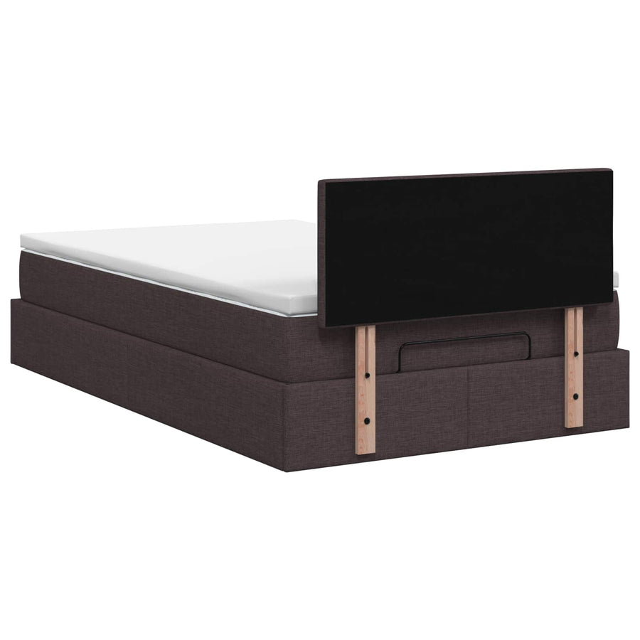 Ottoman Bed met Matrassen en LED Donkerbruin 120 x 190 cm Stof