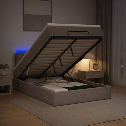 Ottoman Bed met Matrassen en LED Taupe 120 x 190 cm Stof