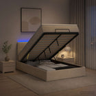 Ottoman bed 120x190 cm crèmekleurig met LED