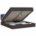 Ottoman Bed met Matrassen en LED Donkerbruin 140 x 190 cm Stof
