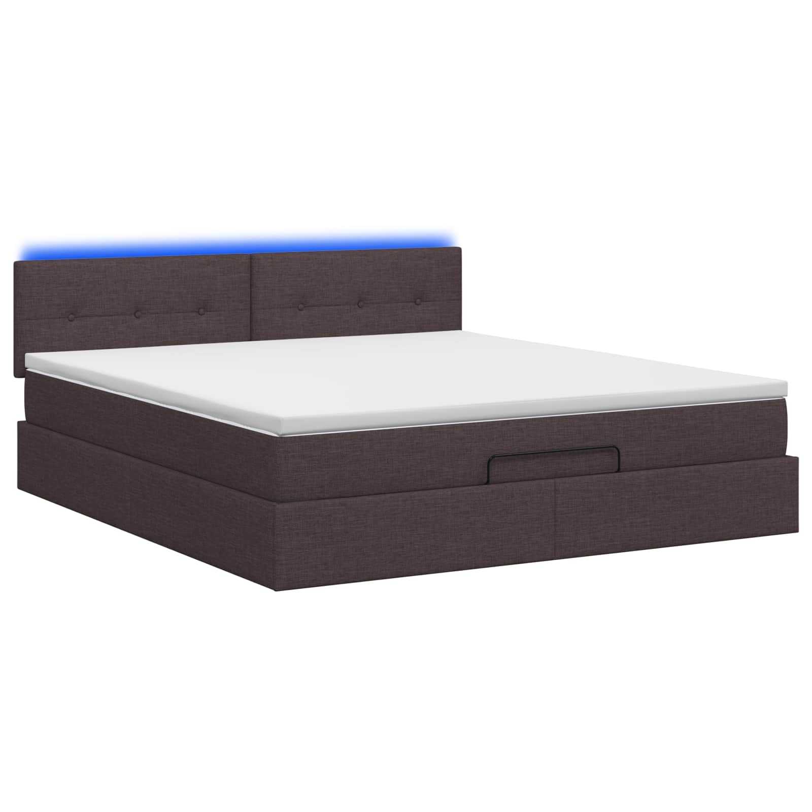 Ottoman Bed met Matrassen en LED Donkerbruin 140 x 190 cm Stof