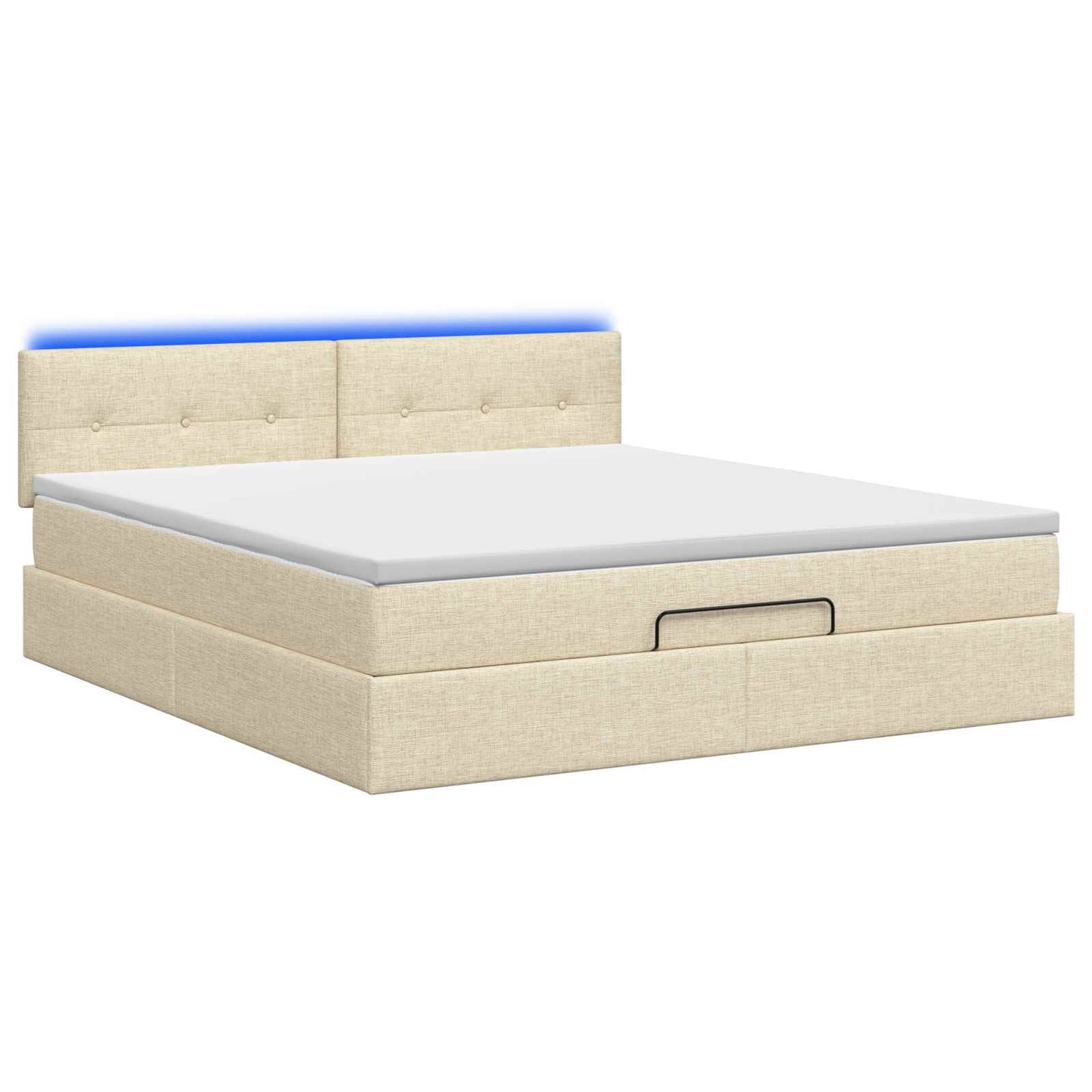 Ottoman Bed met Matrassen en LED Crèmekleurig 140 x 200 cm Stof