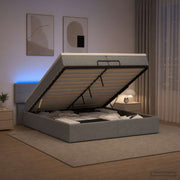 Ottoman bed 200x200 cm stof lichtgrijs met opbergruimte