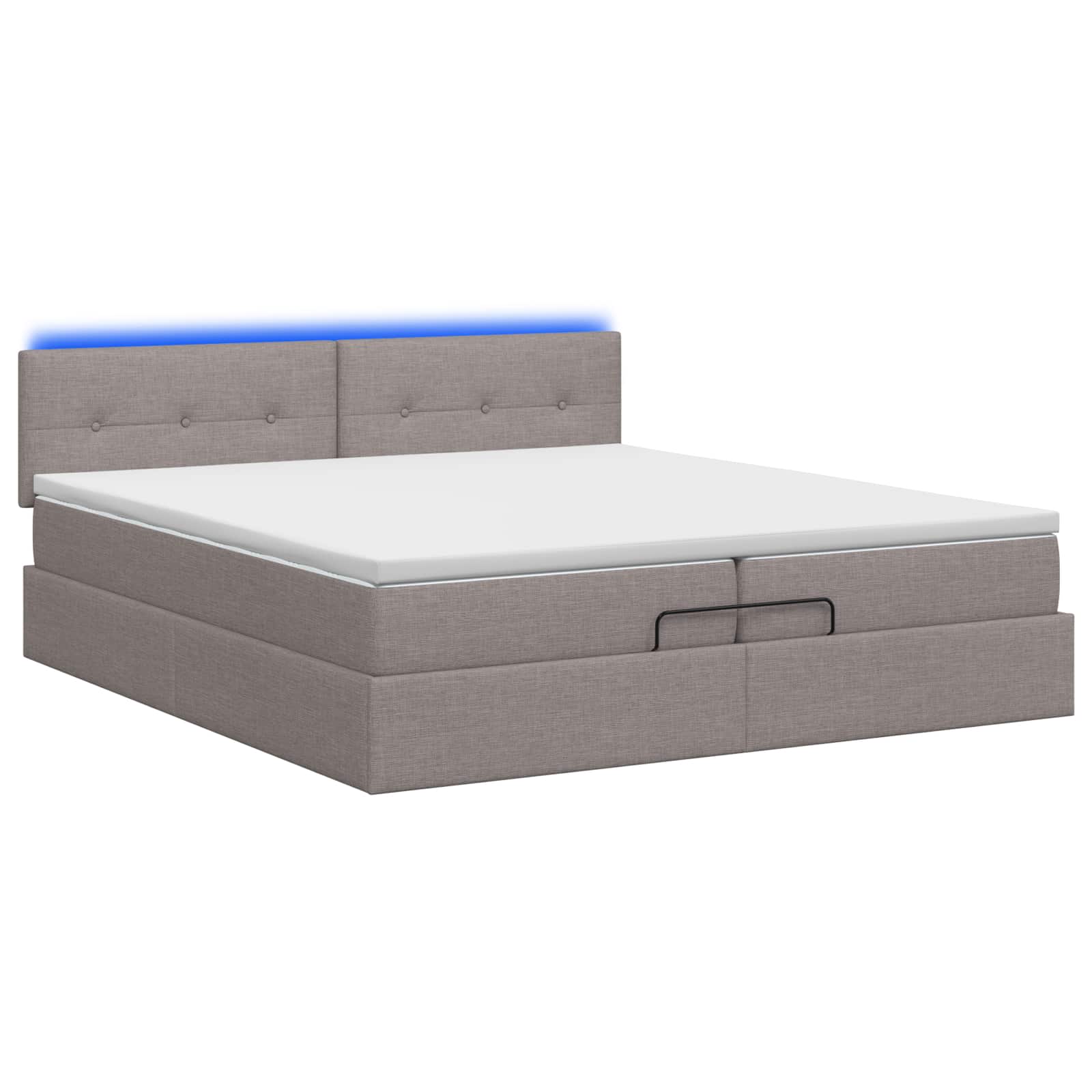Ottoman Bed met Matrassen en LED Taupe 200 x 200 cm Stof