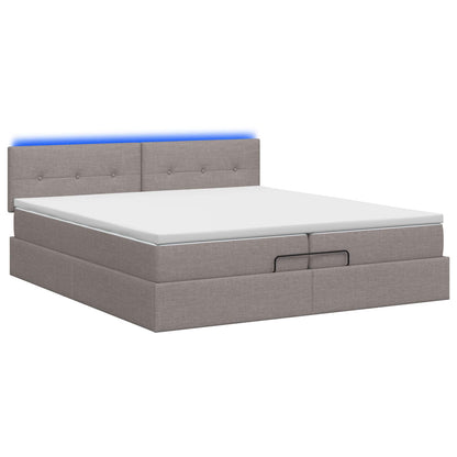 Ottoman Bed met Matrassen en LED Taupe 200 x 200 cm Stof