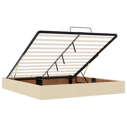 Ottoman Bed met Matrassen en LED Crèmekleurig 200 x 200 cm Stof
