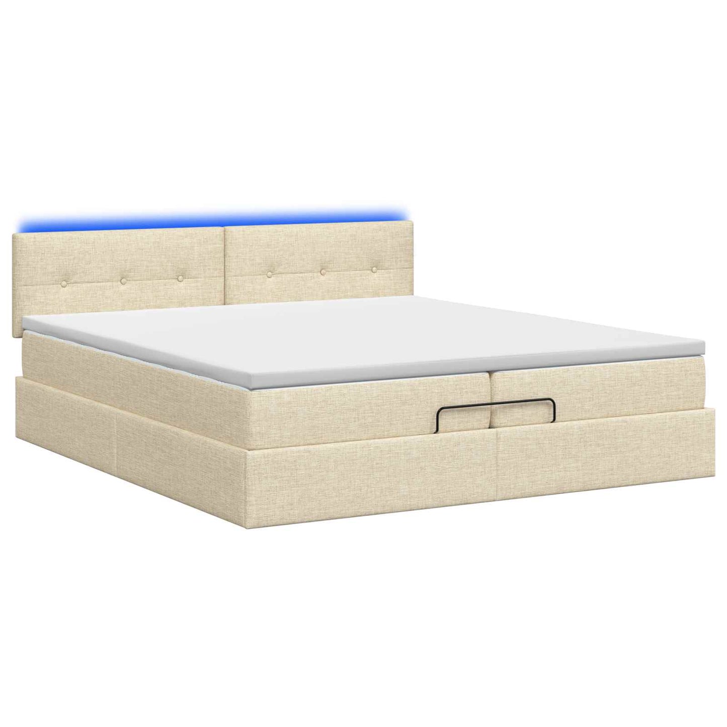 Ottoman Bed met Matrassen en LED Crèmekleurig 200 x 200 cm Stof