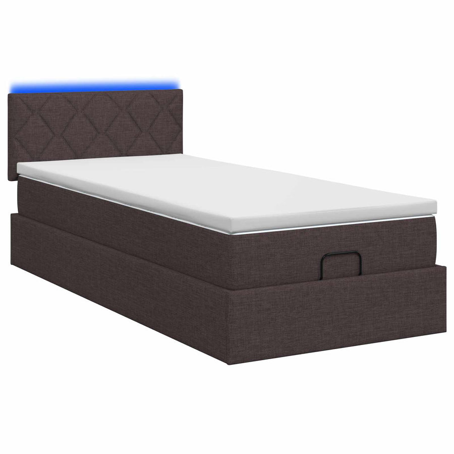 Ottoman Bed met Matrassen en LED Donkerbruin 80 x 200 cm Stof