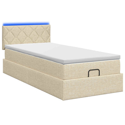 Ottoman Bed met Matrassen en LED Crèmekleurig 80 x 200 cm Stof