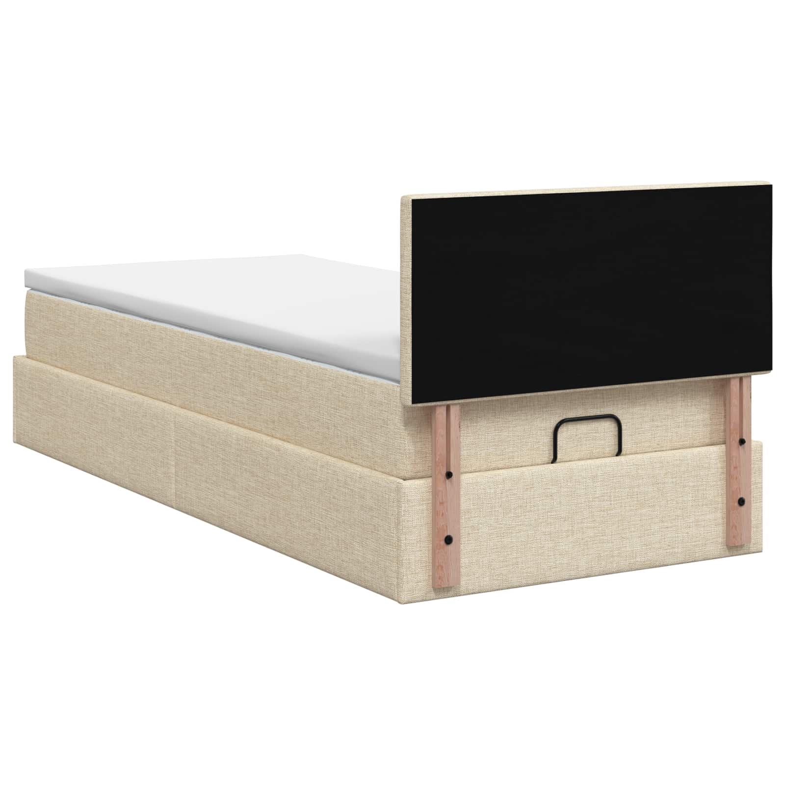 Ottoman Bed met Matrassen en LED Crèmekleurig 80 x 200 cm Stof