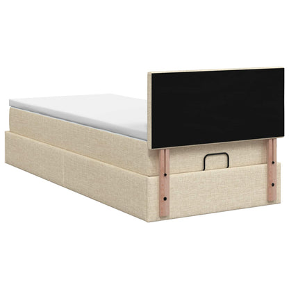 Ottoman Bed met Matrassen en LED Crèmekleurig 80 x 200 cm Stof