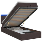 Ottoman Bed met Matrassen en LED Donkerbruin 90 x 190 cm Stof