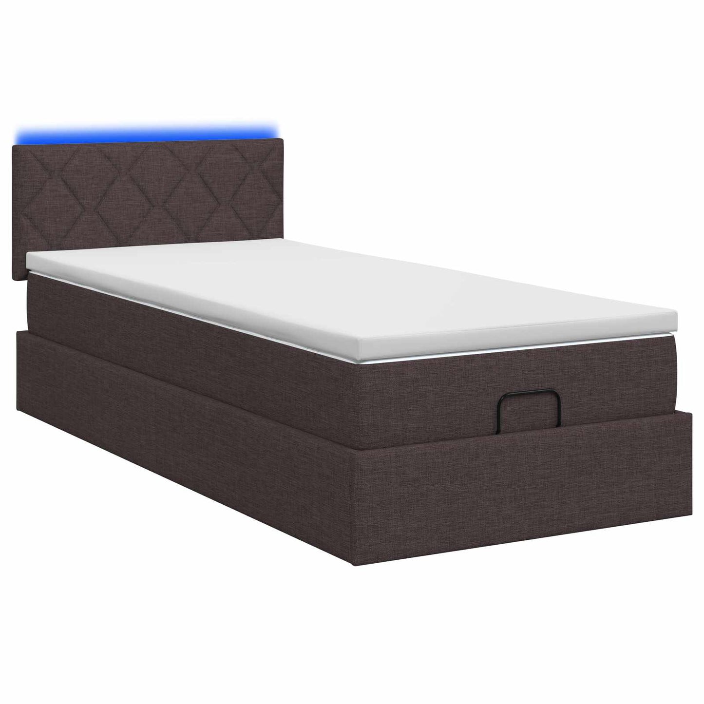 Ottoman Bed met Matrassen en LED Donkerbruin 90 x 190 cm Stof