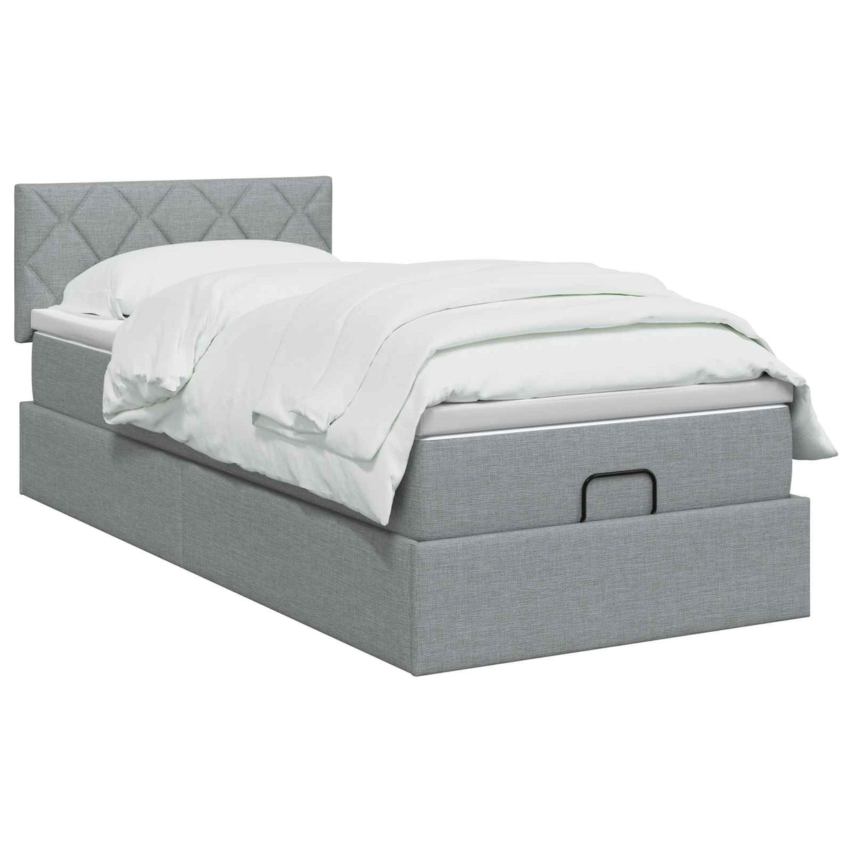 Ottoman Bed met Matrassen en LED Lichtgrijs 100 x 200 cm Stof