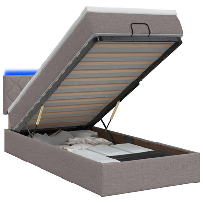 Ottoman Bed met Matrassen en LED Taupe 100 x 200 cm Stof