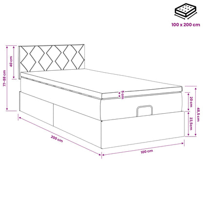 Ottoman Bed met Matrassen en LED Taupe 100 x 200 cm Stof