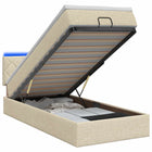 Ottoman bed 100x200 cm crème met matras en led