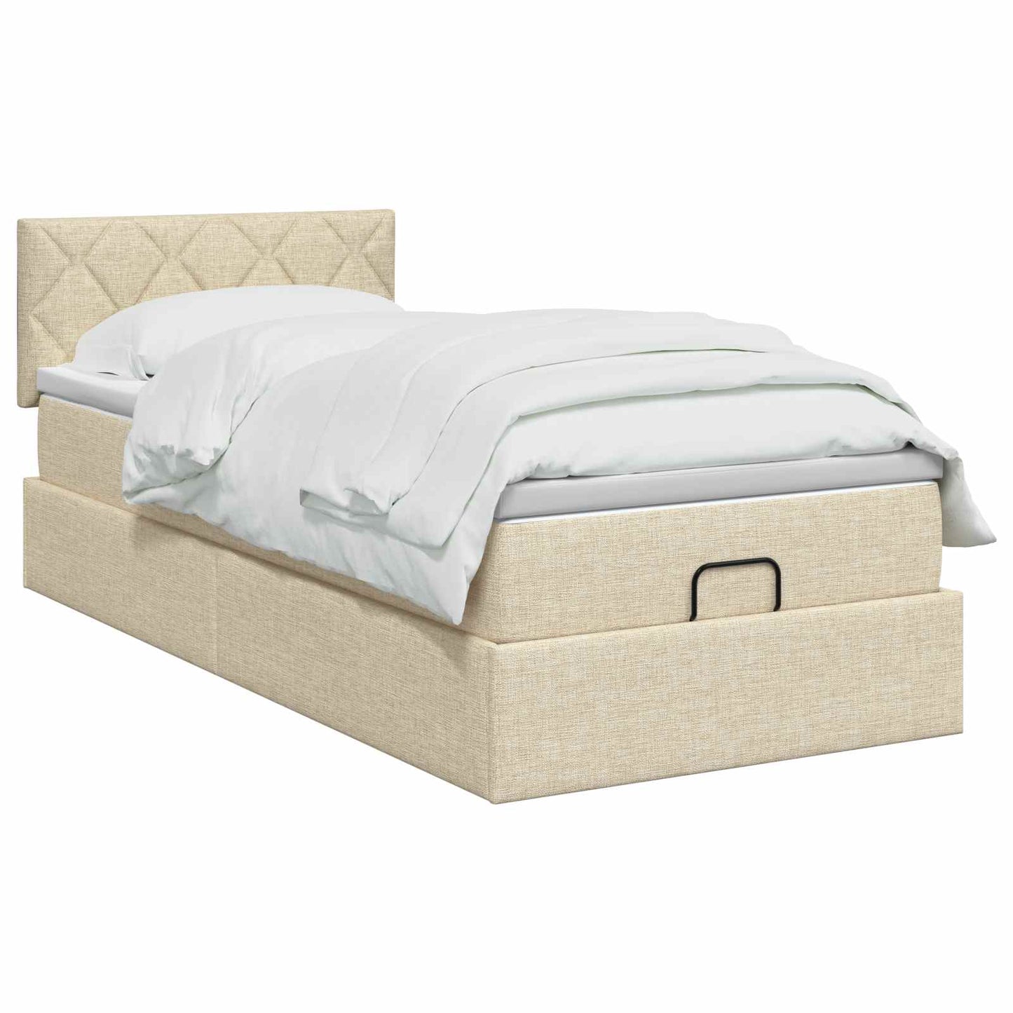 Ottoman Bed met Matrassen en LED Crèmekleurig 100 x 200 cm Stof