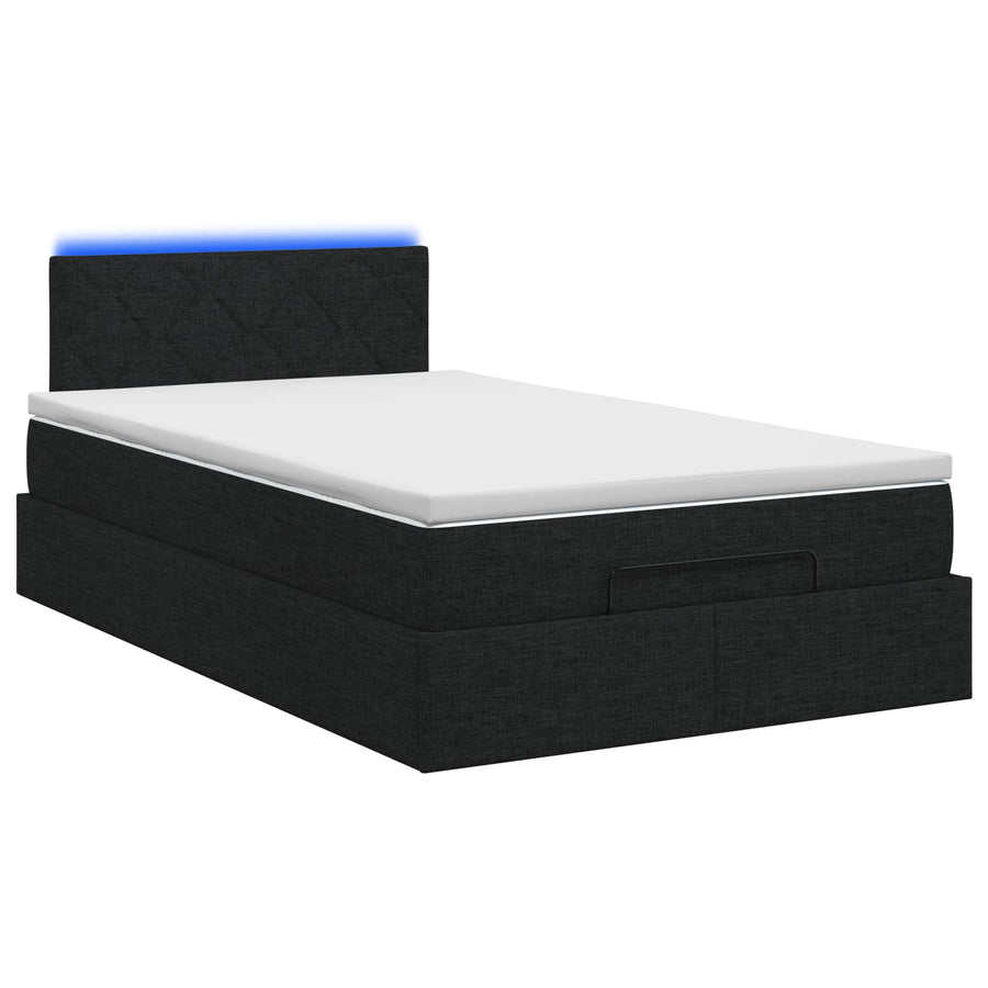 Ottoman Bed met Matrassen en LED Zwart 120 x 190 cm Stof