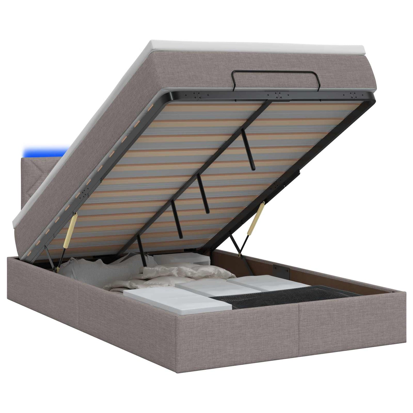 Ottoman Bed met Matrassen en LED Taupe 120 x 190 cm Stof