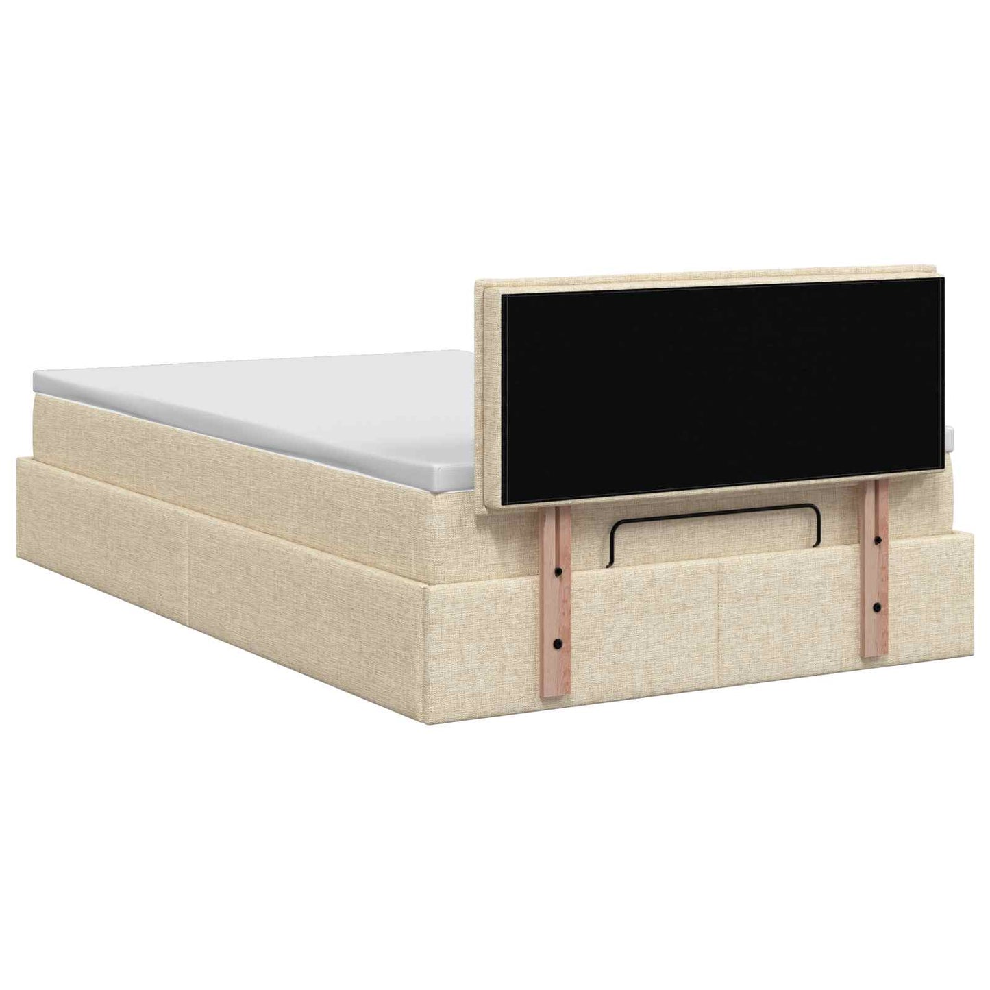 Ottoman Bed met Matrassen en LED Crèmekleurig 120 x 190 cm Stof