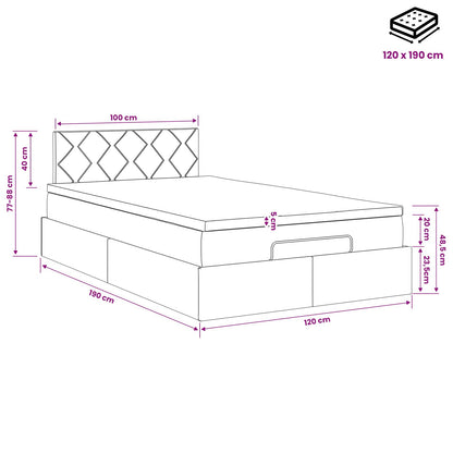 Ottoman Bed met Matrassen en LED Crèmekleurig 120 x 190 cm Stof