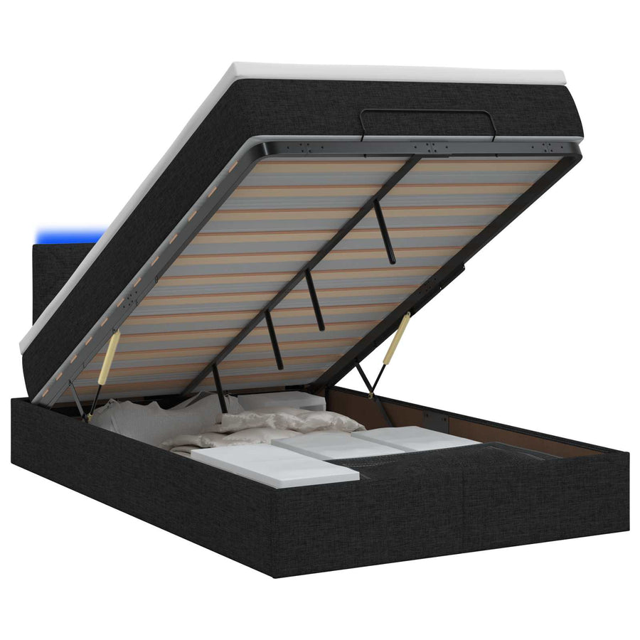 Ottoman Bed met Matrassen en LED Zwart 120 x 200 cm Stof