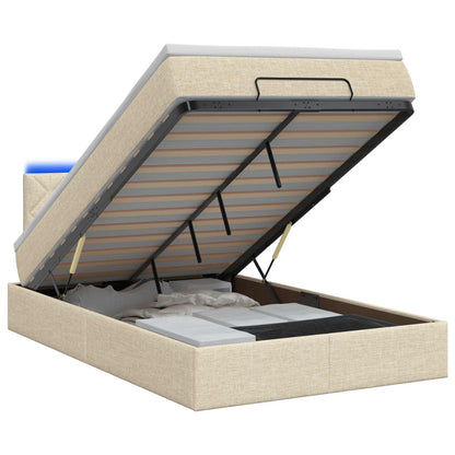 Ottoman Bed met Matrassen en LED Crèmekleurig 120 x 200 cm Stof